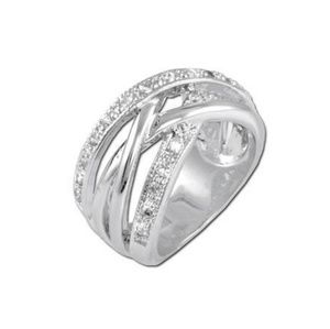 925 Silver Criss Cross CZ Diamond Ring